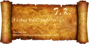 Tichy Kálmán névjegykártya
